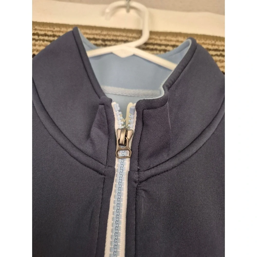 Johnnie-O Mens Navy Blue Quarter Zip Golf Vest Performance W Logo Size Medium‎